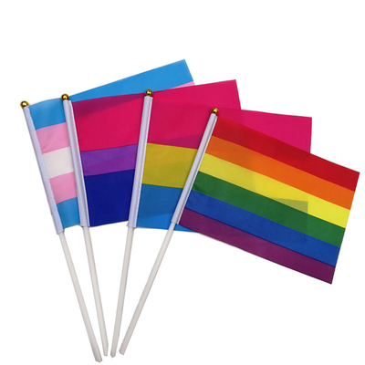 Hotsale LGBT Tangan Falgs 100D Poliester Tangan Pribadi Melambaikan Bendera