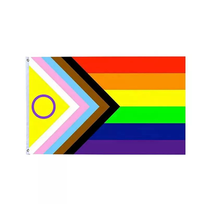 Digital Printing Pelangi Bendera LGBT 3x5Ft 100D Poliester Bendera Kemajuan