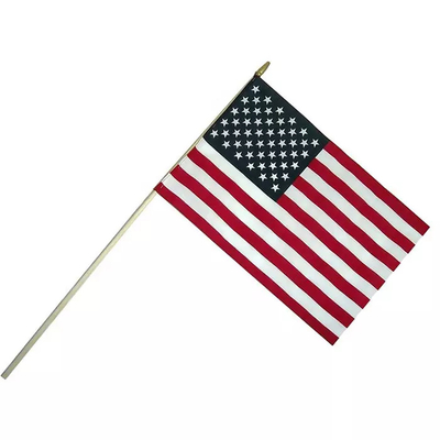 Bendera Amerika Genggam Pribadi Rajutan Poliester Dengan Tiang Putih