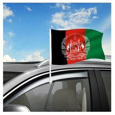Pencetakan Warna Pantone Jendela Mobil Bendera Poliester Afghanistan Bendera Internasional