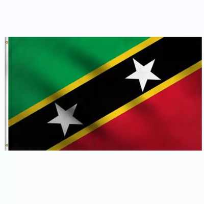 Bendera St Kitts Dan Nevis Ukuran Kustom Satu / Dua Sisi Pencetakan Warna CMYK