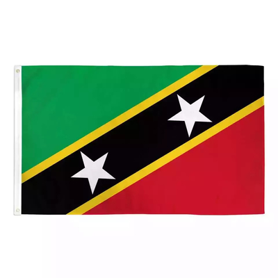 Bendera St Kitts Dan Nevis Ukuran Kustom Satu / Dua Sisi Pencetakan Warna CMYK
