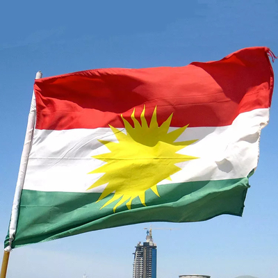 100% Polyester Bendera Nasional Kurdistan Warna Pantone Untuk Nikmat Pernikahan