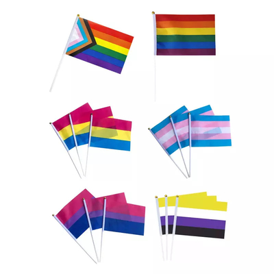 Logo Kustom Tangan Kecil Bendera LGBT Flag Portable 14x2 1Cm/20x3 0Cm/30x45cm