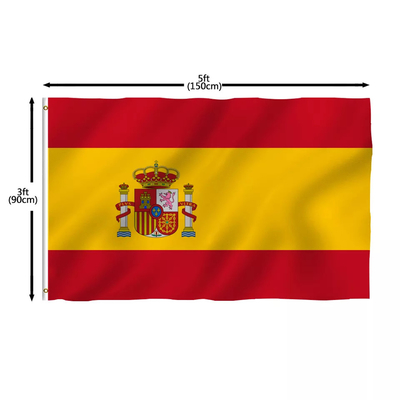 Bendera Dunia Poliester Warna Pantone Menggantung Gaya Bendera Nasional Spanyol
