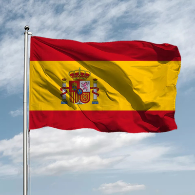 Bendera Dunia Poliester Warna Pantone Menggantung Gaya Bendera Nasional Spanyol