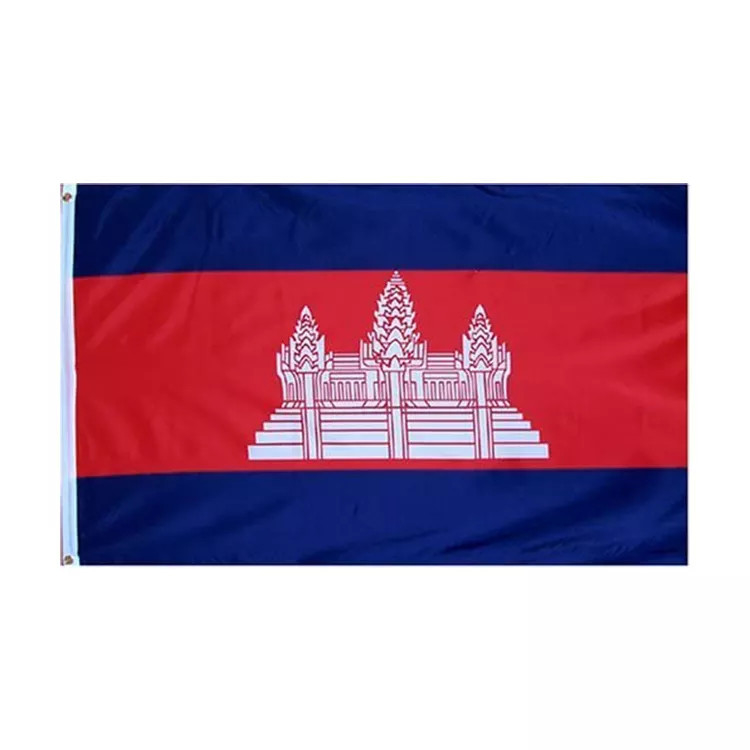 Polyester Custom 3 X 5 Bendera Digital Printing / Sablon Bendera Nasional Combodia