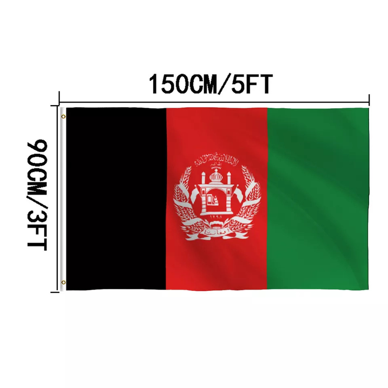 Warna CMYK 3x5 Bendera Kustom 100% Poliester Afghanistan Bendera Internasional